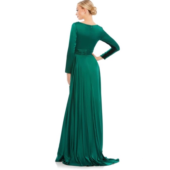 Mac Duggal 55245 LONG SLEEVE RUCHED WAIST A-LINE GOWN NWOT - Picture 4 of 17